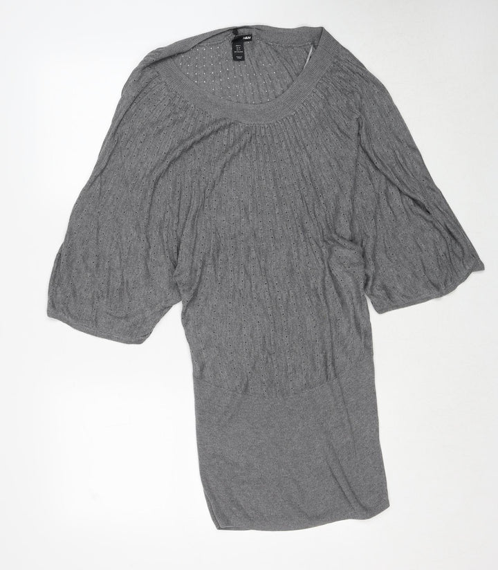 H&M Womens Grey Round Neck Cotton Pullover Jumper Size S