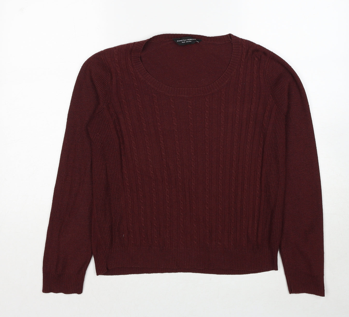 Dorothy Perkins Womens Red Scoop Neck Viscose Pullover Jumper Size 12