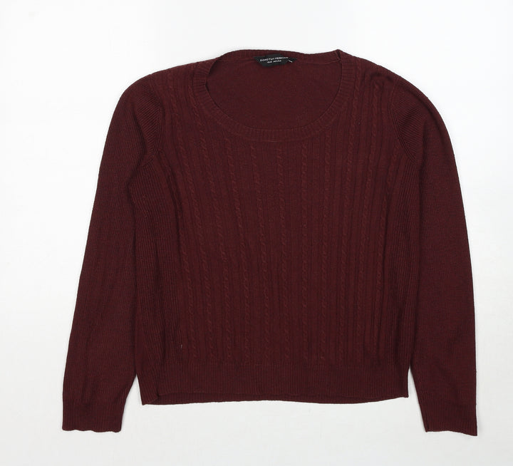 Dorothy Perkins Womens Red Scoop Neck Viscose Pullover Jumper Size 12