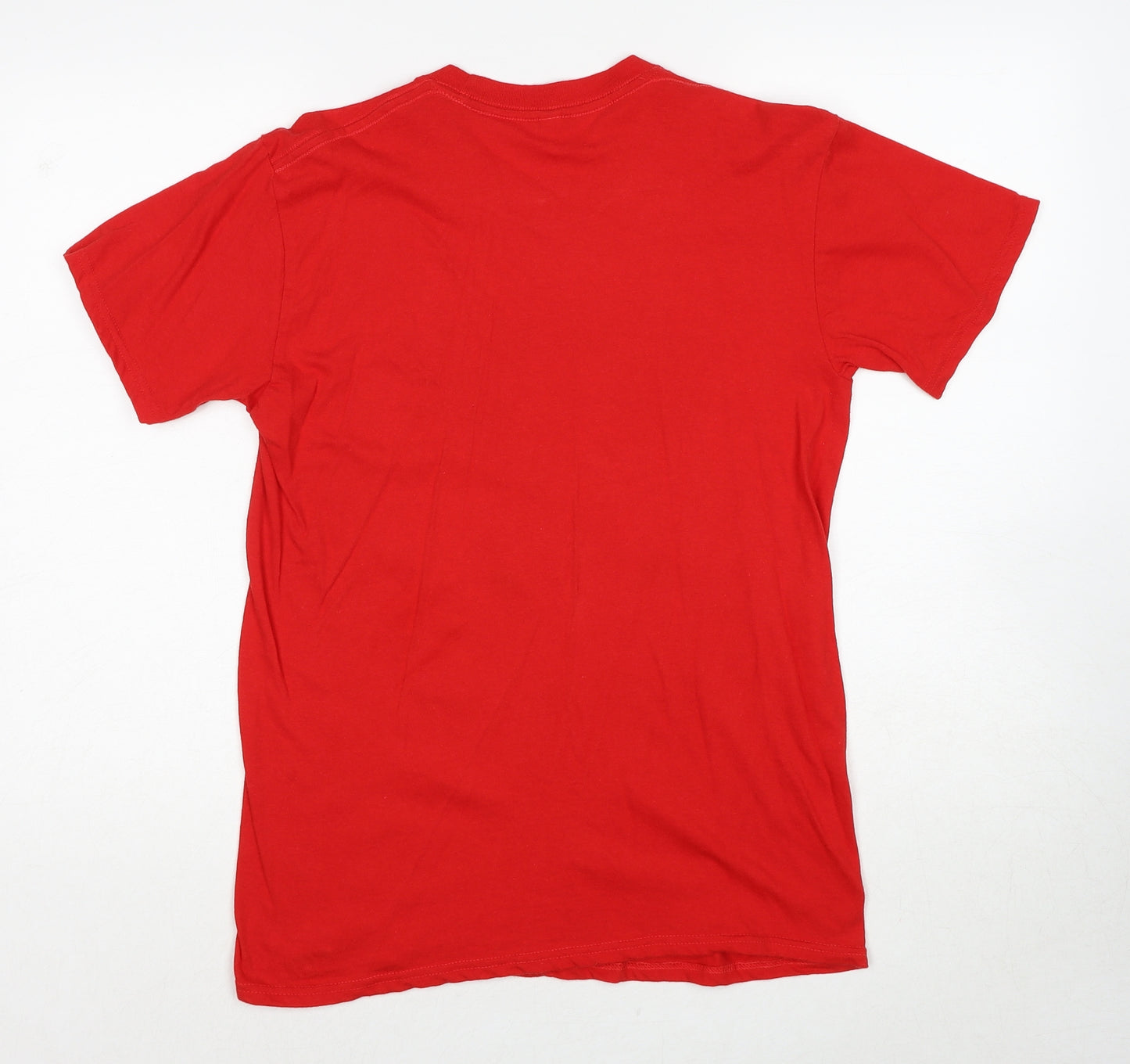 Casual Classics Womens Red Cotton Basic T-Shirt Size M Round Neck - Dear Santa....