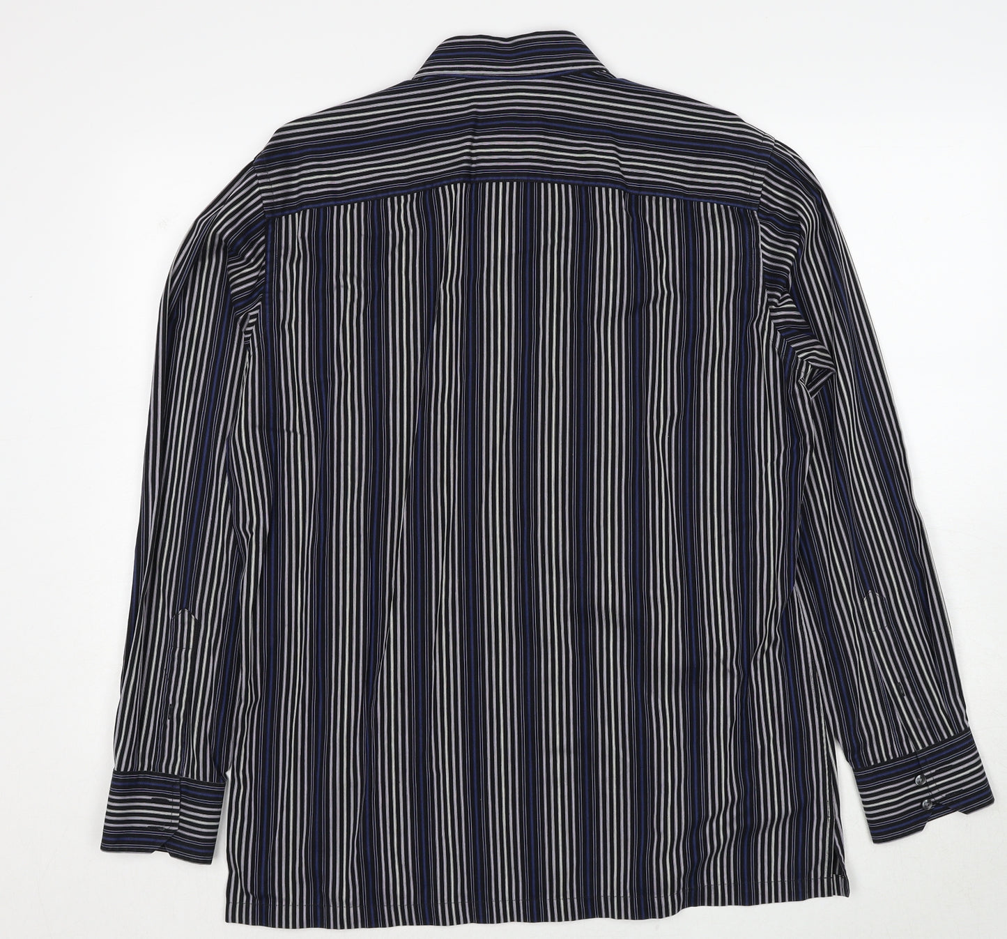 GQ Mens Blue Striped Cotton Button-Up Size 2XL Collared Button