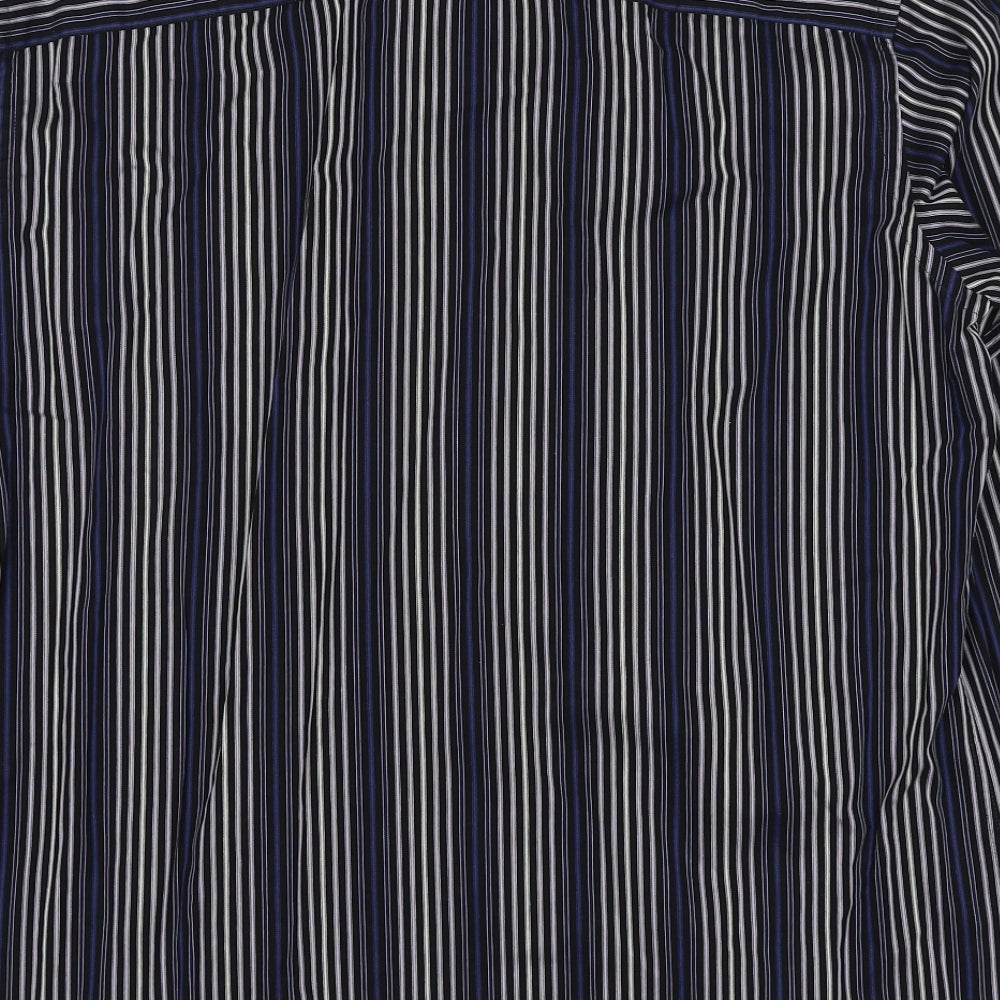 GQ Mens Blue Striped Cotton Button-Up Size 2XL Collared Button