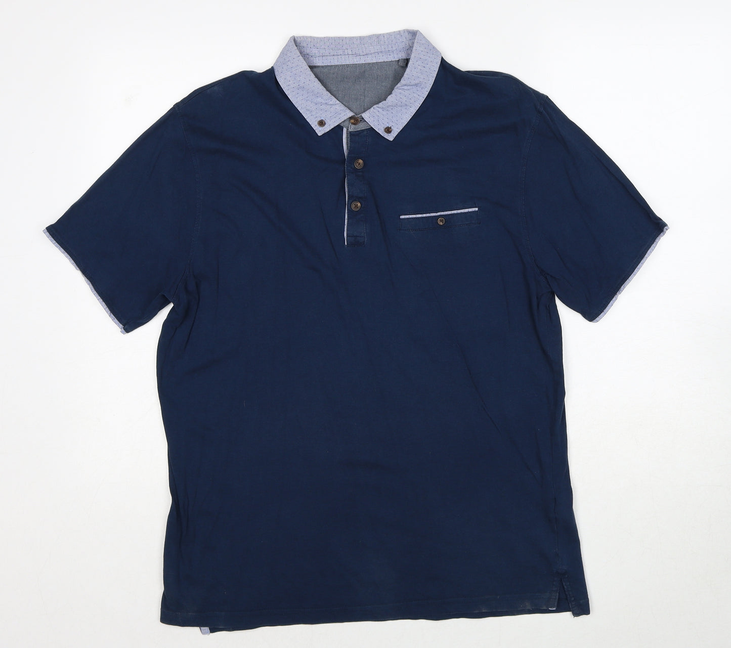 Debenhams Womens Blue Cotton Basic Polo Size L Collared
