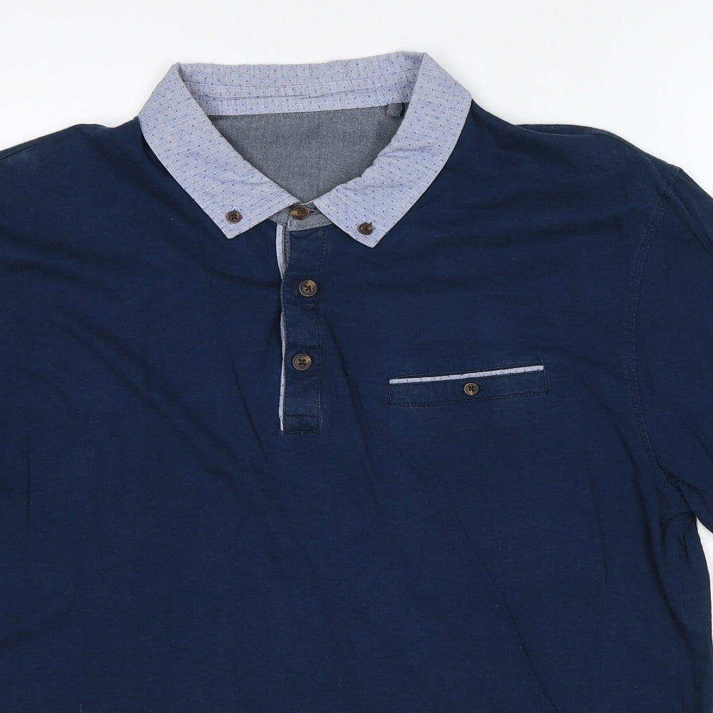 Debenhams Womens Blue Cotton Basic Polo Size L Collared
