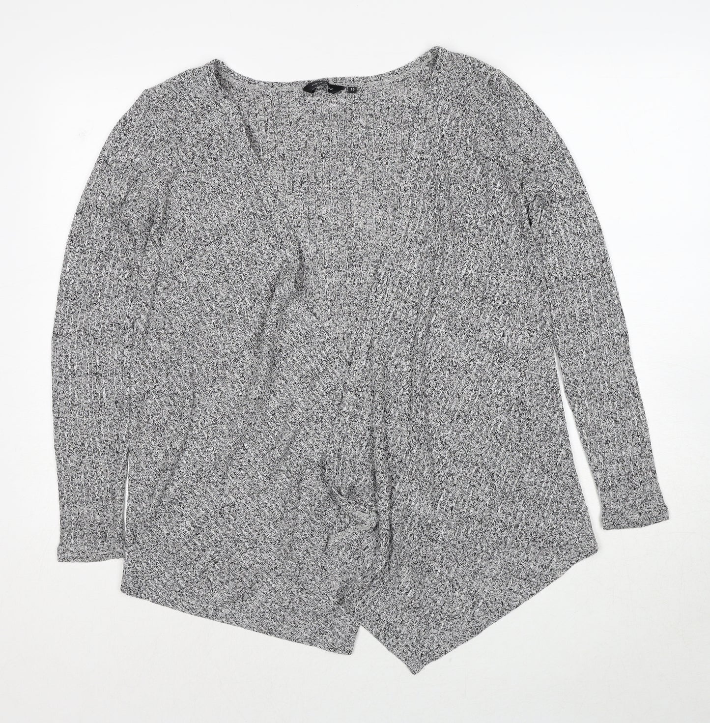 New Look Womens Grey V-Neck Viscose Cardigan Jumper Size 10
