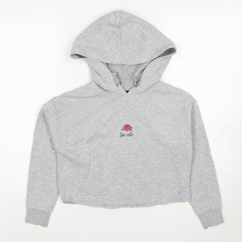 New Look Girls Grey Polyester Pullover Hoodie Size 9 Years Pullover - Too Cute Rose