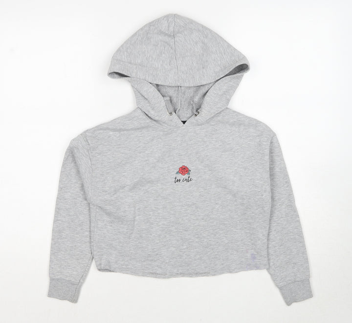 New Look Girls Grey Polyester Pullover Hoodie Size 9 Years Pullover - Too Cute Rose
