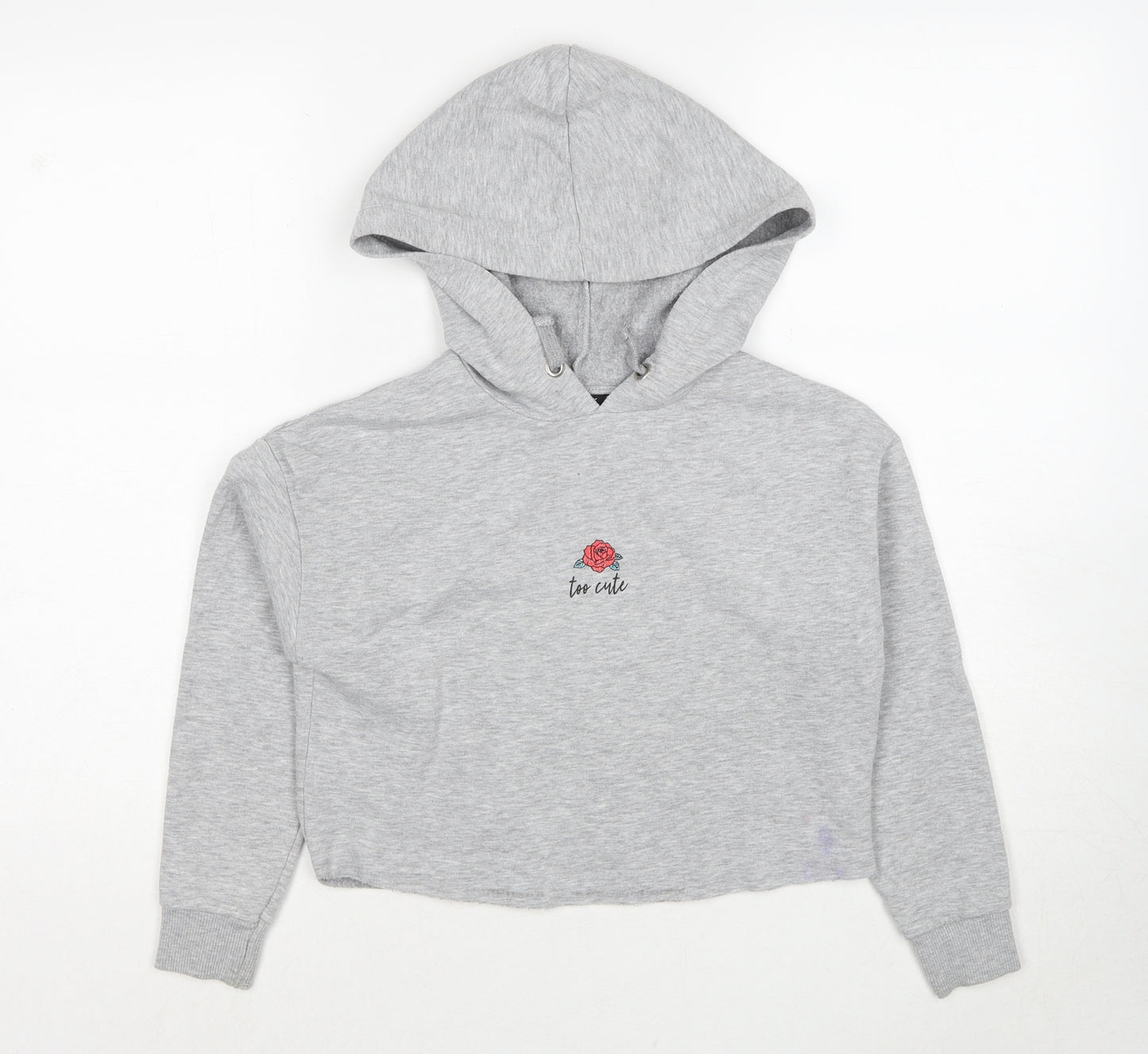 New Look Girls Grey Polyester Pullover Hoodie Size 9 Years Pullover - Too Cute Rose