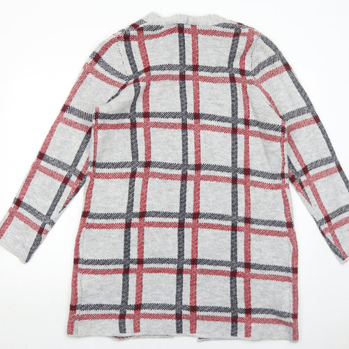Yest Womens Grey V-Neck Check Acrylic Cardigan Jumper Size 12