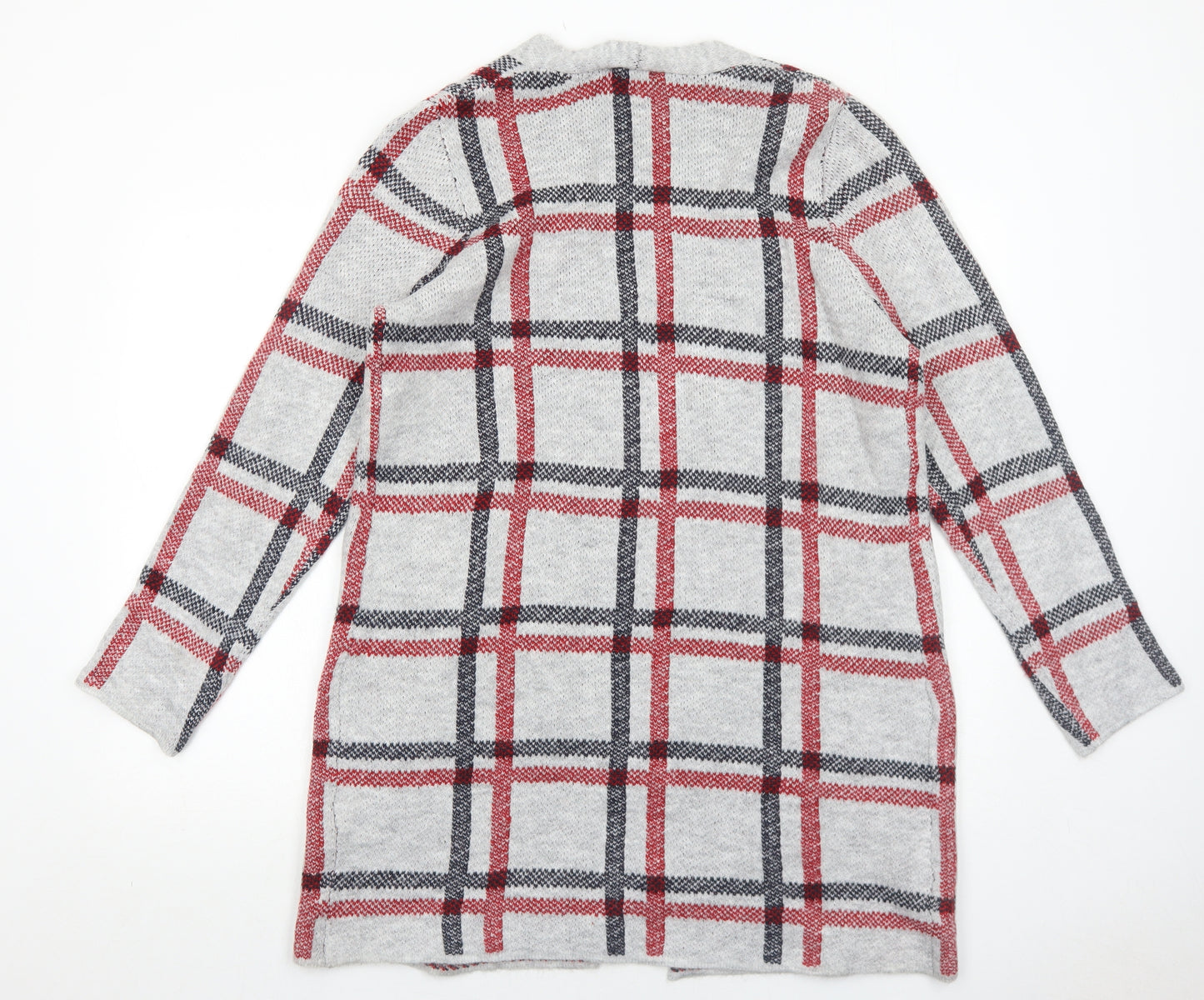 Yest Womens Grey V-Neck Check Acrylic Cardigan Jumper Size 12