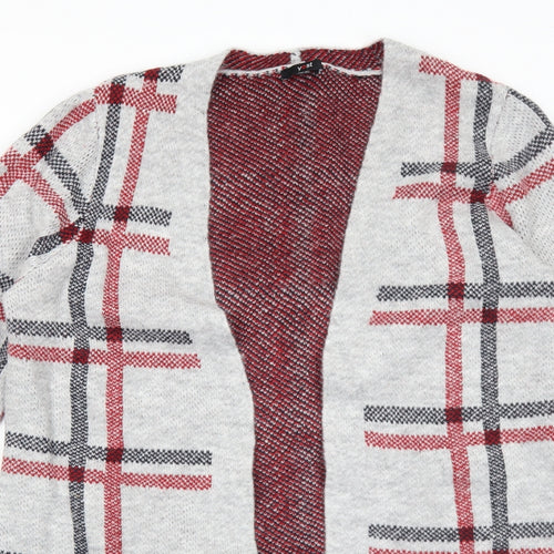 Yest Womens Grey V-Neck Check Acrylic Cardigan Jumper Size 12