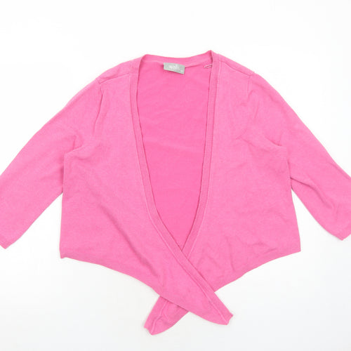 Wallis Womens Pink V-Neck Cotton Cardigan Jumper Size M