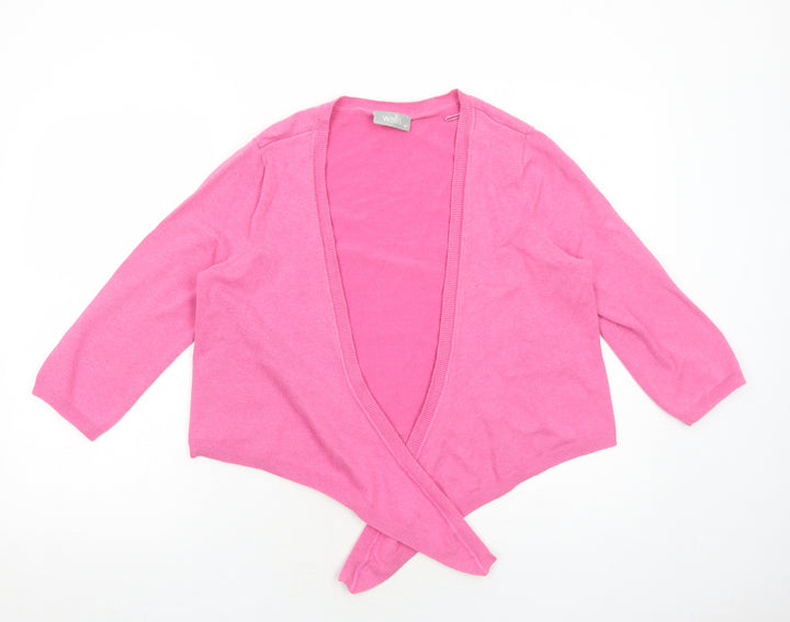 Wallis Womens Pink V-Neck Cotton Cardigan Jumper Size M