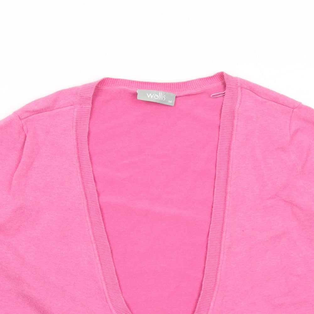 Wallis Womens Pink V-Neck Cotton Cardigan Jumper Size M
