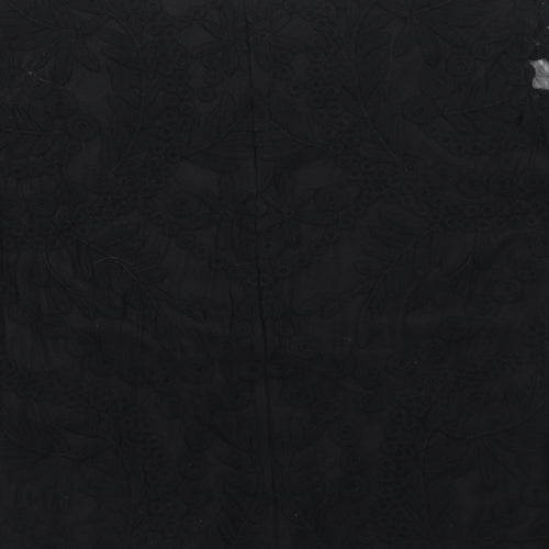 La Redoute Womens Black Floral Polyamide Basic Blouse Size 12 Round Neck