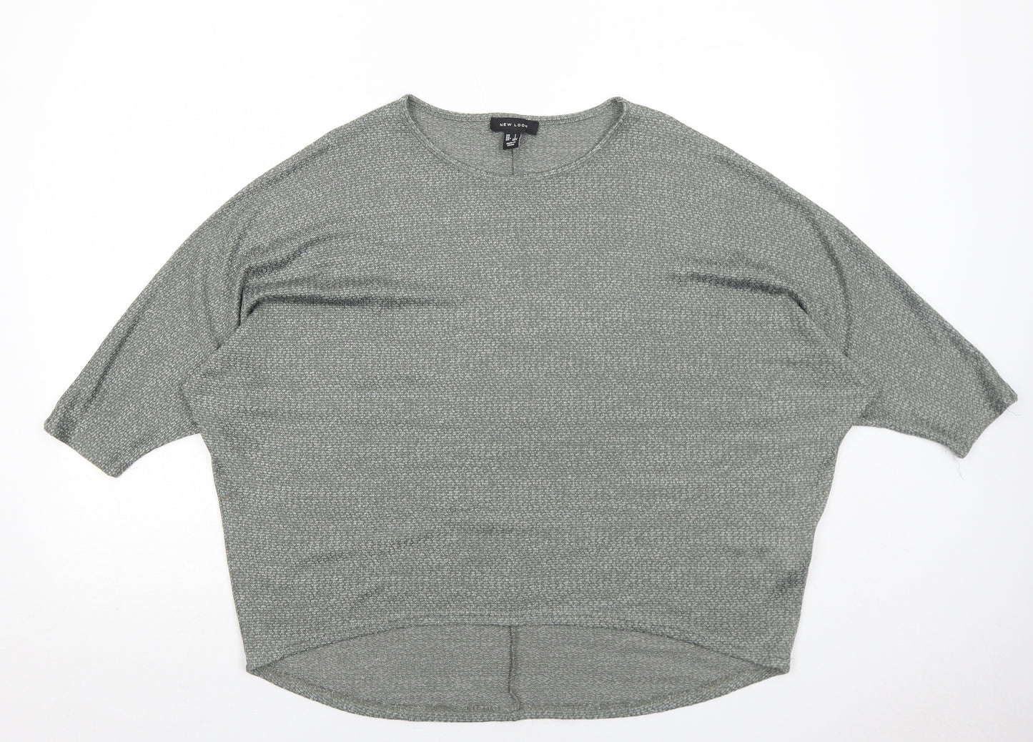 New Look Womens Green Polyester Basic T-Shirt Size L Round Neck