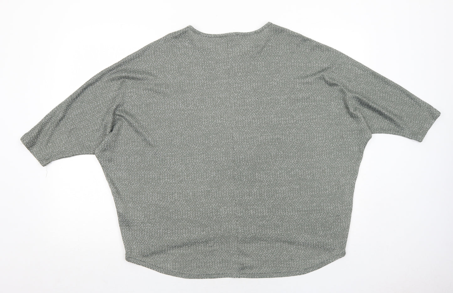 New Look Womens Green Polyester Basic T-Shirt Size L Round Neck