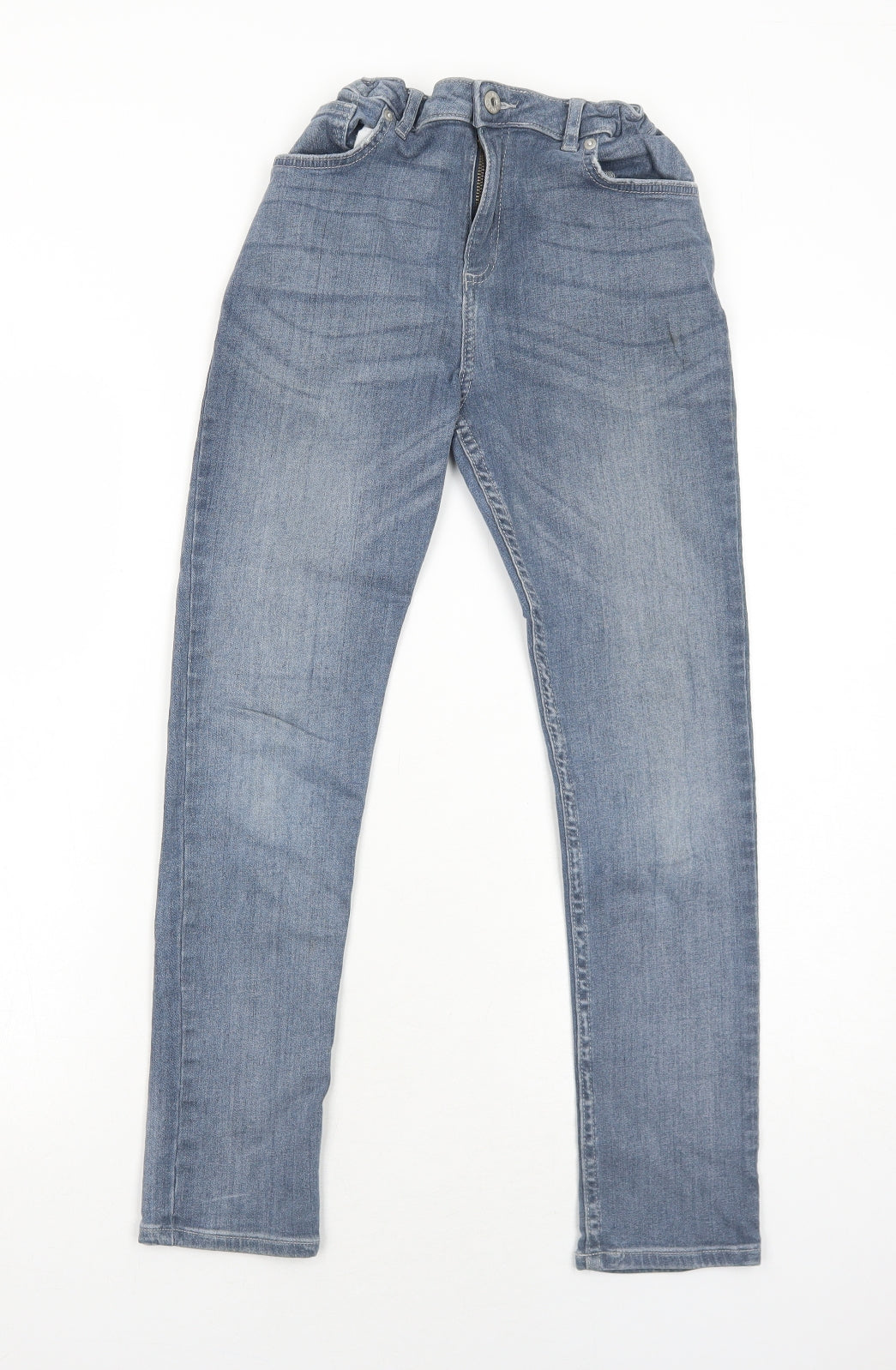 River Island Boys Blue Cotton Skinny Jeans Size 12 Years Regular Zip