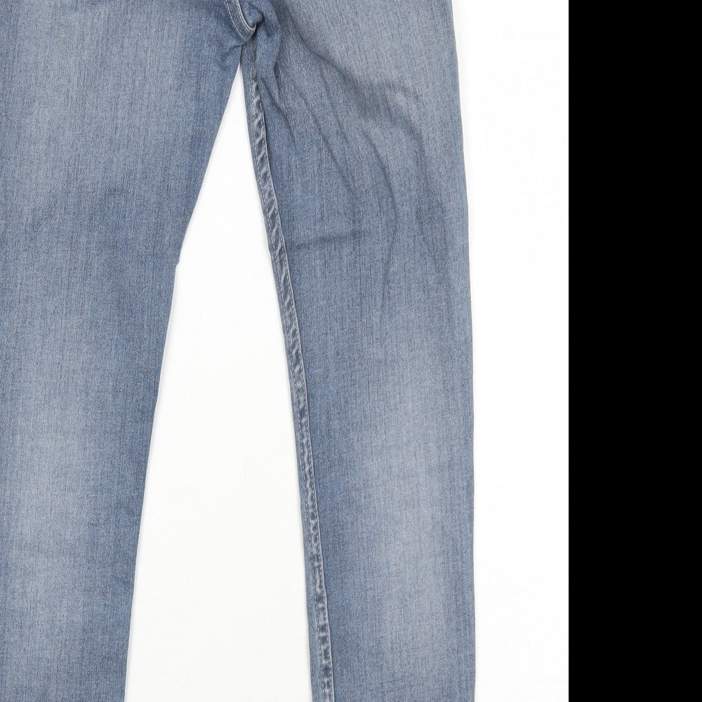 River Island Boys Blue Cotton Skinny Jeans Size 12 Years Regular Zip