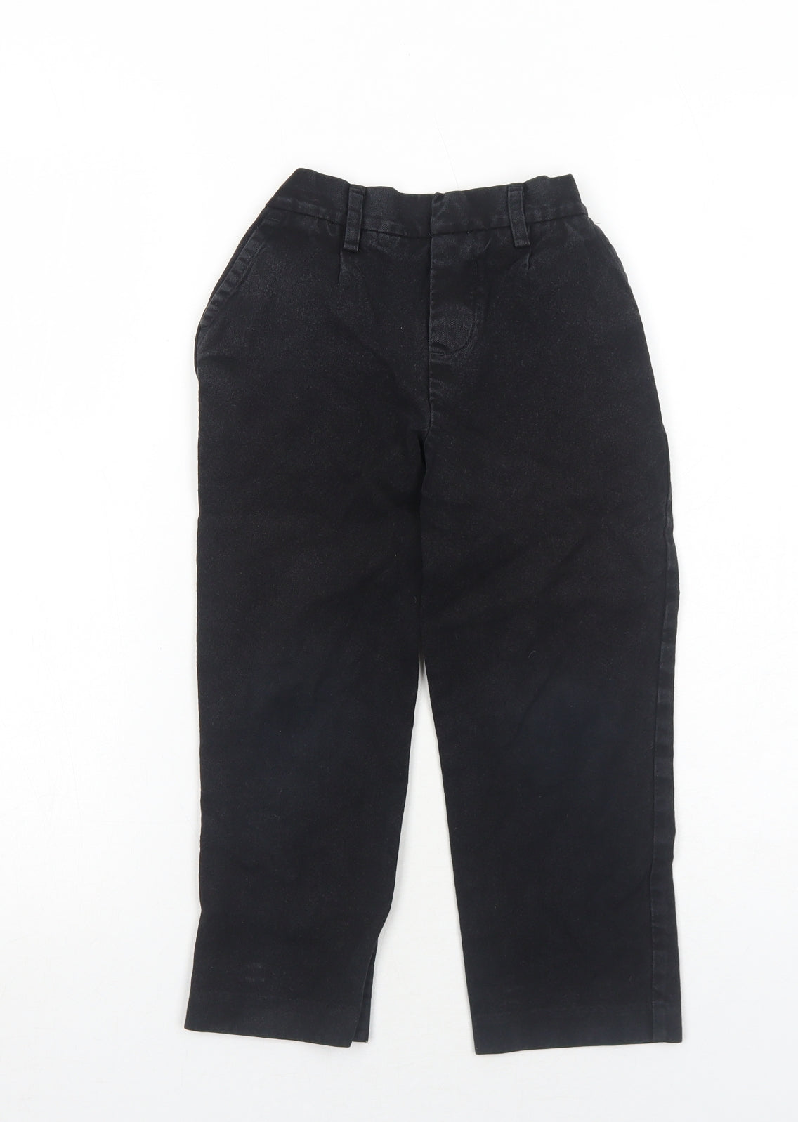 John Lewis Boys Black Cotton Chino Trousers Size 5 Years Regular Hook & Eye