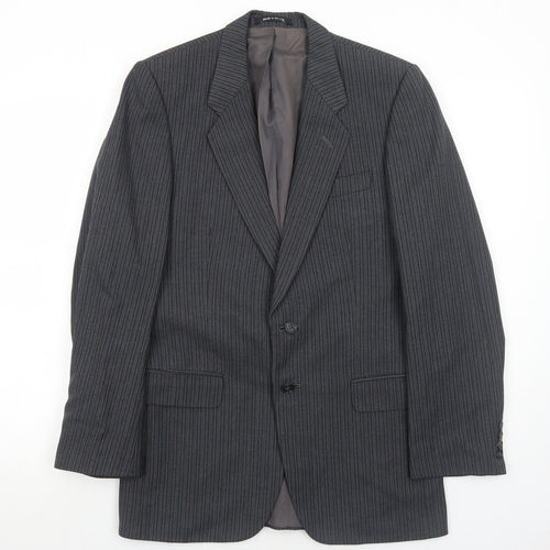 Marks and Spencer Mens Grey Striped Wool Jacket Suit Jacket Size 36 Regular