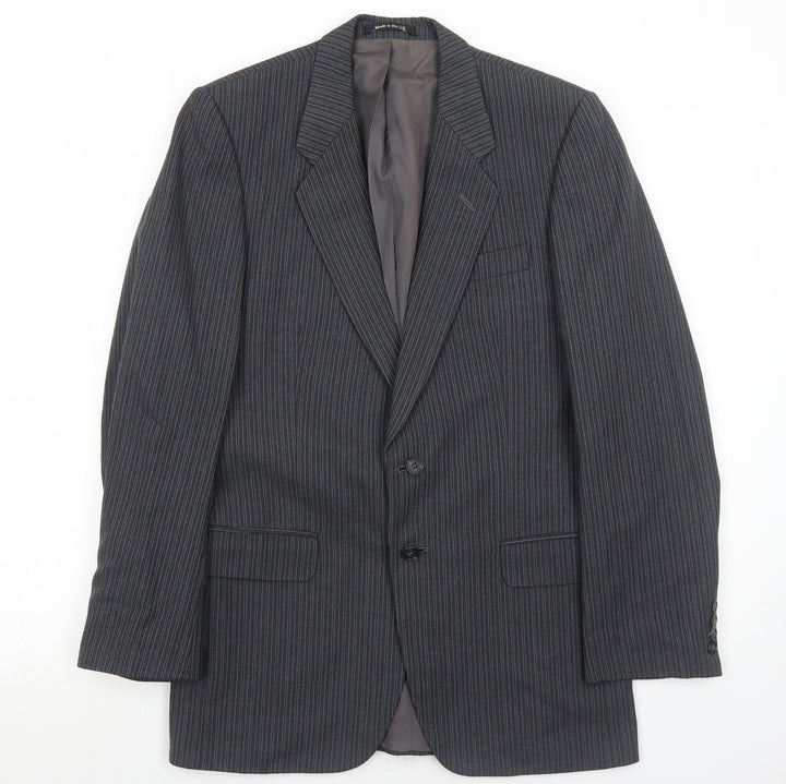 Marks and Spencer Mens Grey Striped Wool Jacket Suit Jacket Size 36 Regular