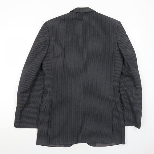Marks and Spencer Mens Grey Striped Wool Jacket Suit Jacket Size 36 Regular