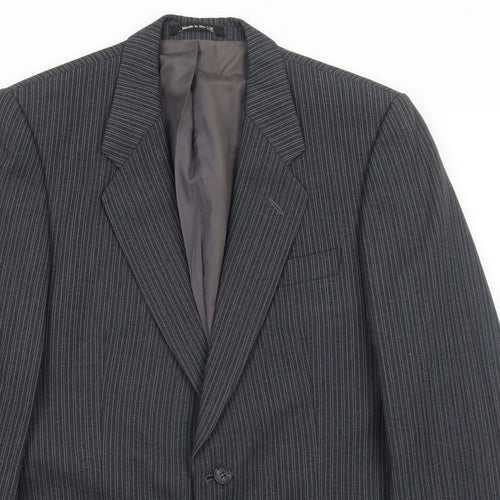 Marks and Spencer Mens Grey Striped Wool Jacket Suit Jacket Size 36 Regular