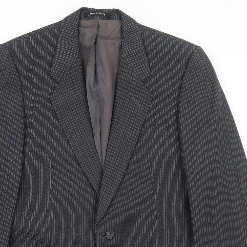 Marks and Spencer Mens Grey Striped Wool Jacket Suit Jacket Size 36 Regular