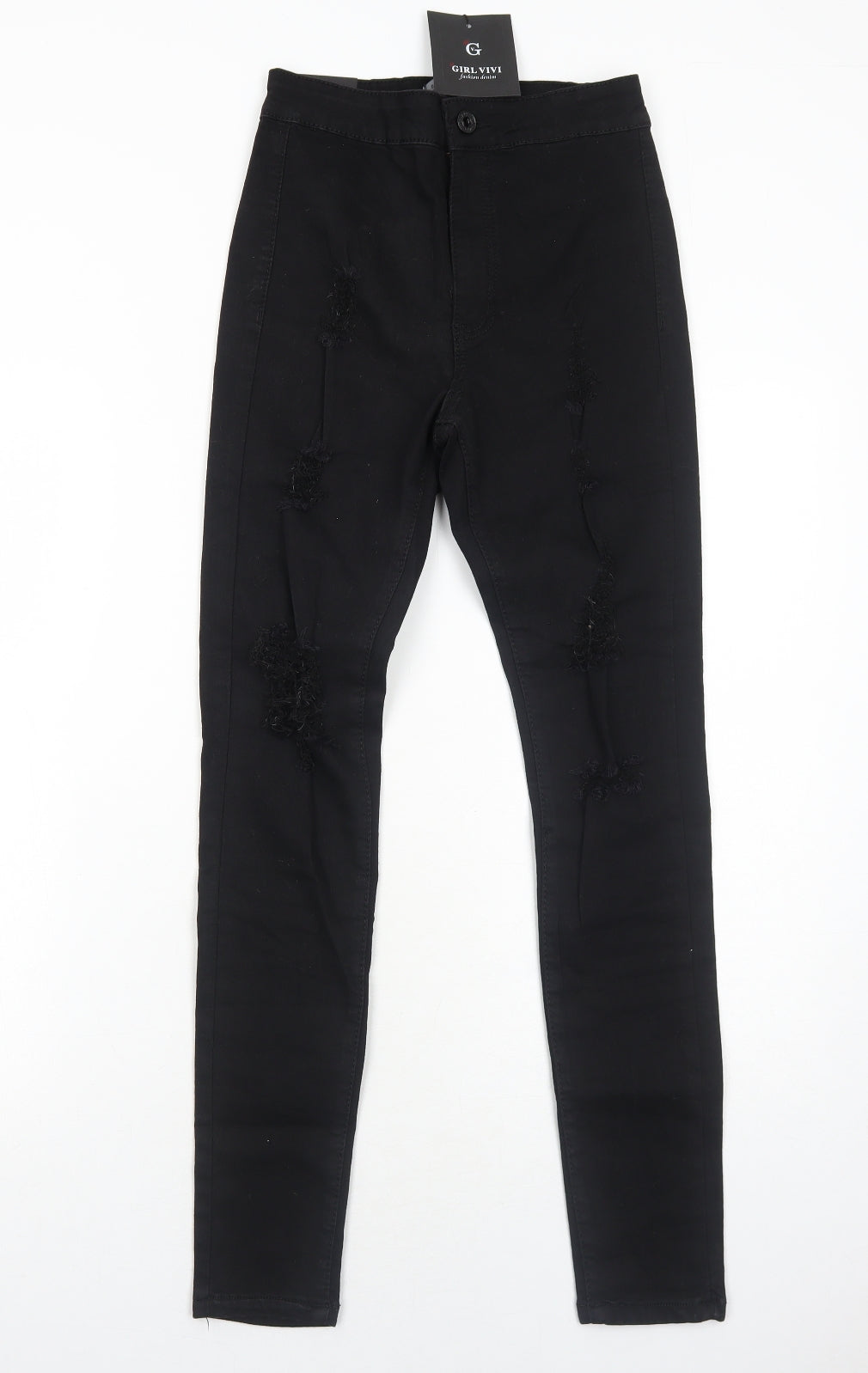 Girl Vivi Womens Black Cotton Skinny Jeans Size 10 Regular Zip