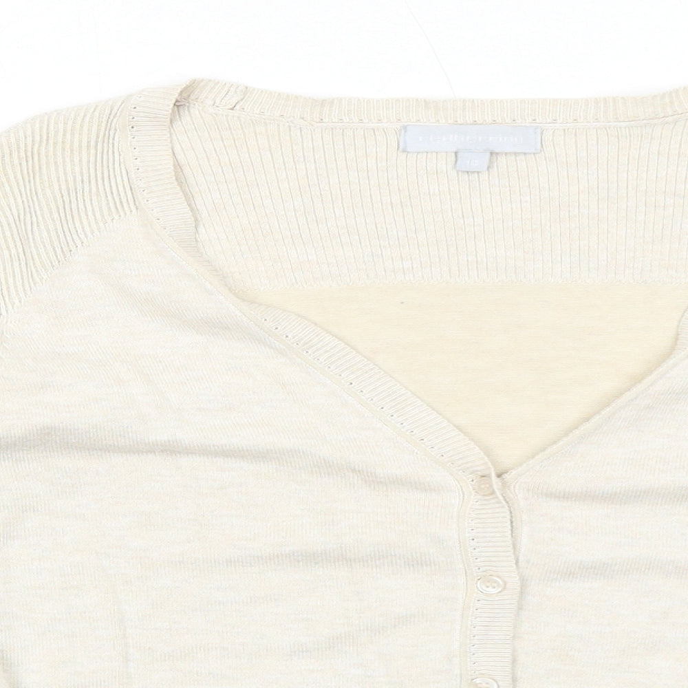 Red Herring Womens Beige V-Neck Viscose Cardigan Jumper Size 10