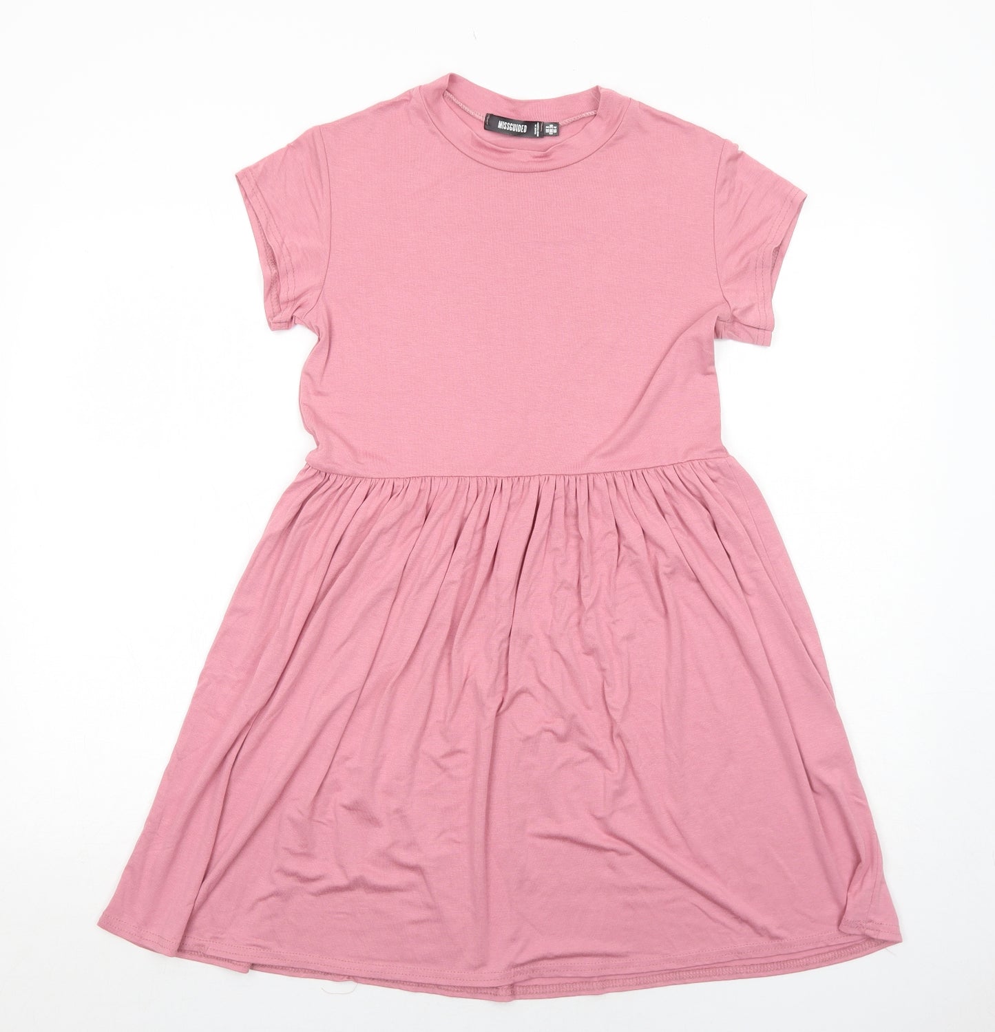 Missguided Womens Pink Viscose T-Shirt Dress Size 8 Round Neck Pullover