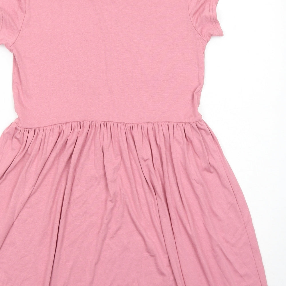 Missguided Womens Pink Viscose T-Shirt Dress Size 8 Round Neck Pullover