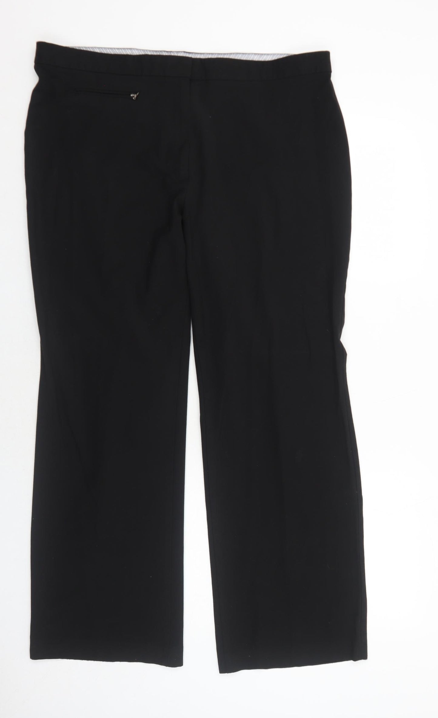 Marks and Spencer Womens Black Polyester Dress Pants Trousers Size 18 Regular Zip