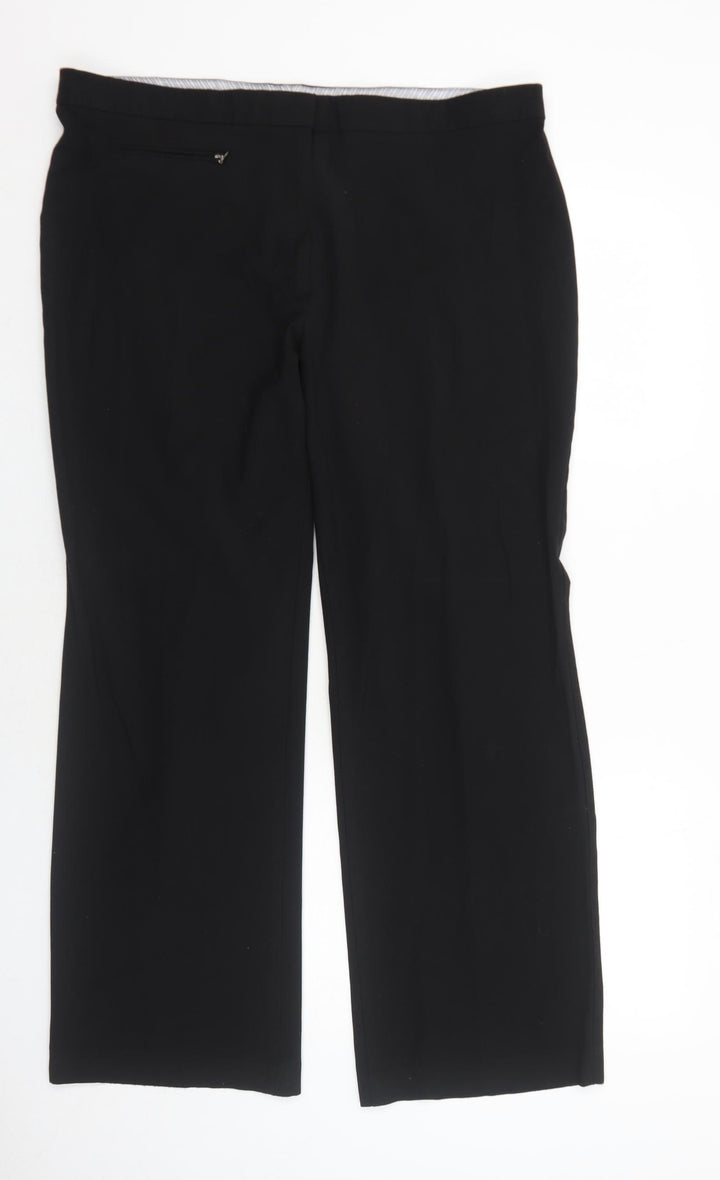 Marks and Spencer Womens Black Polyester Dress Pants Trousers Size 18 Regular Zip