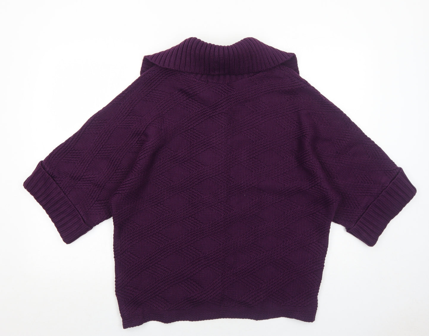 Bonmarché Womens Purple Collared Acrylic Cardigan Jumper Size M