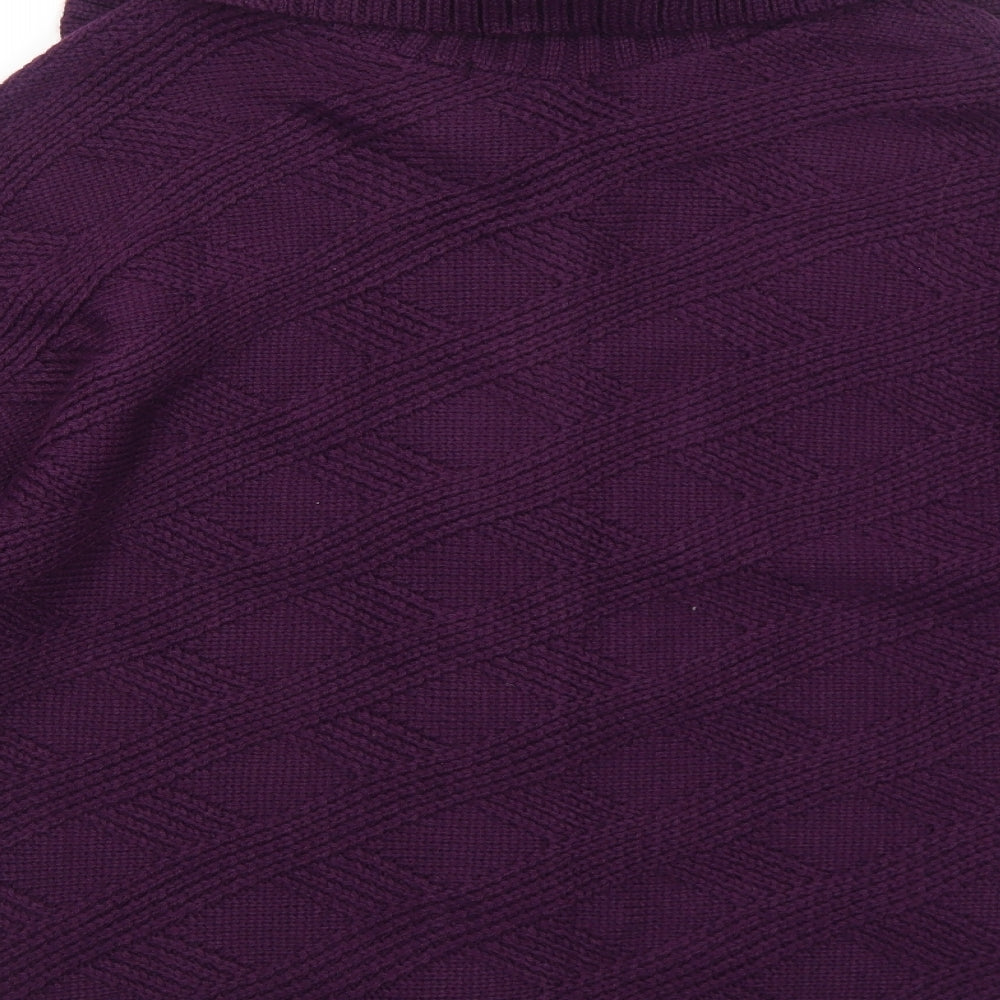 Bonmarché Womens Purple Collared Acrylic Cardigan Jumper Size M