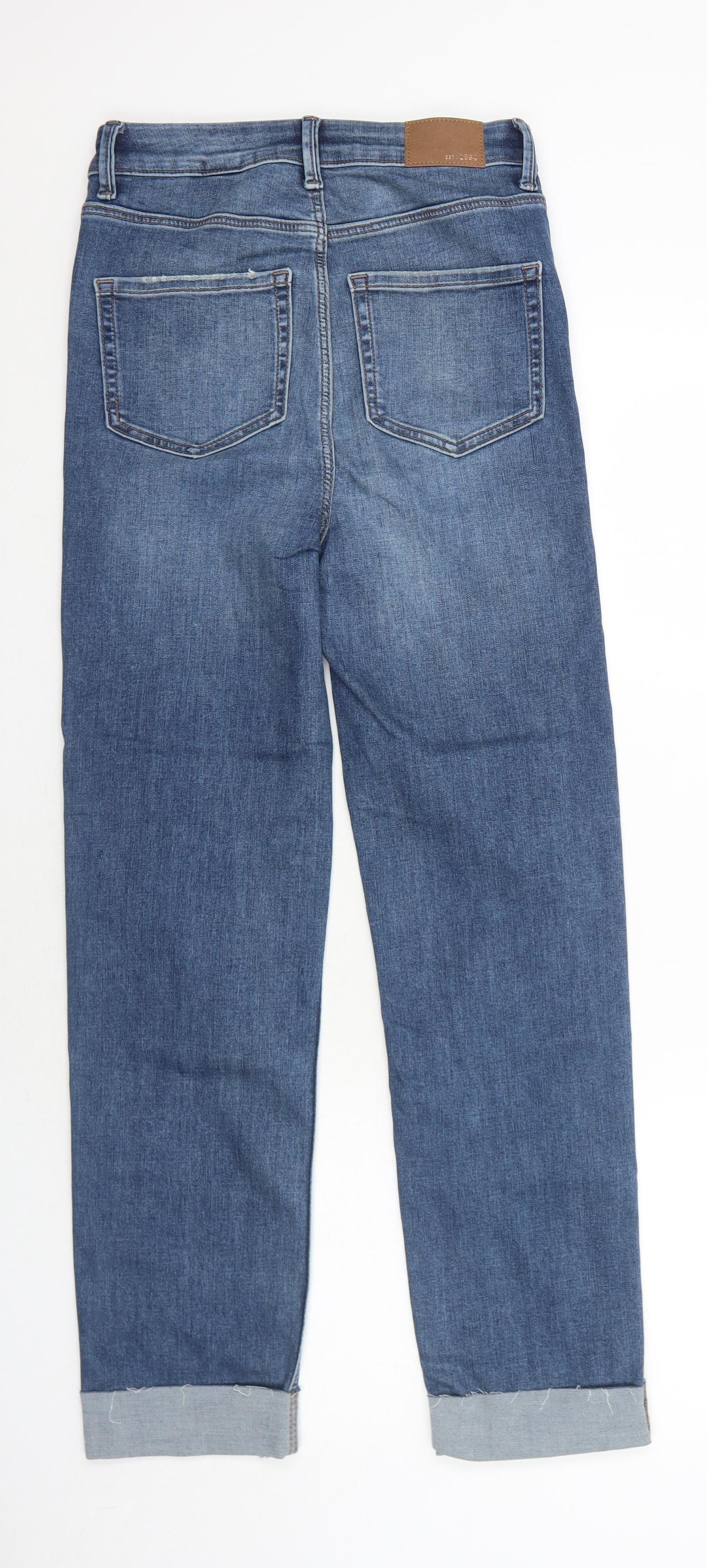 Marks and Spencer Womens Blue Cotton Straight Jeans Size 8 Regular Zip