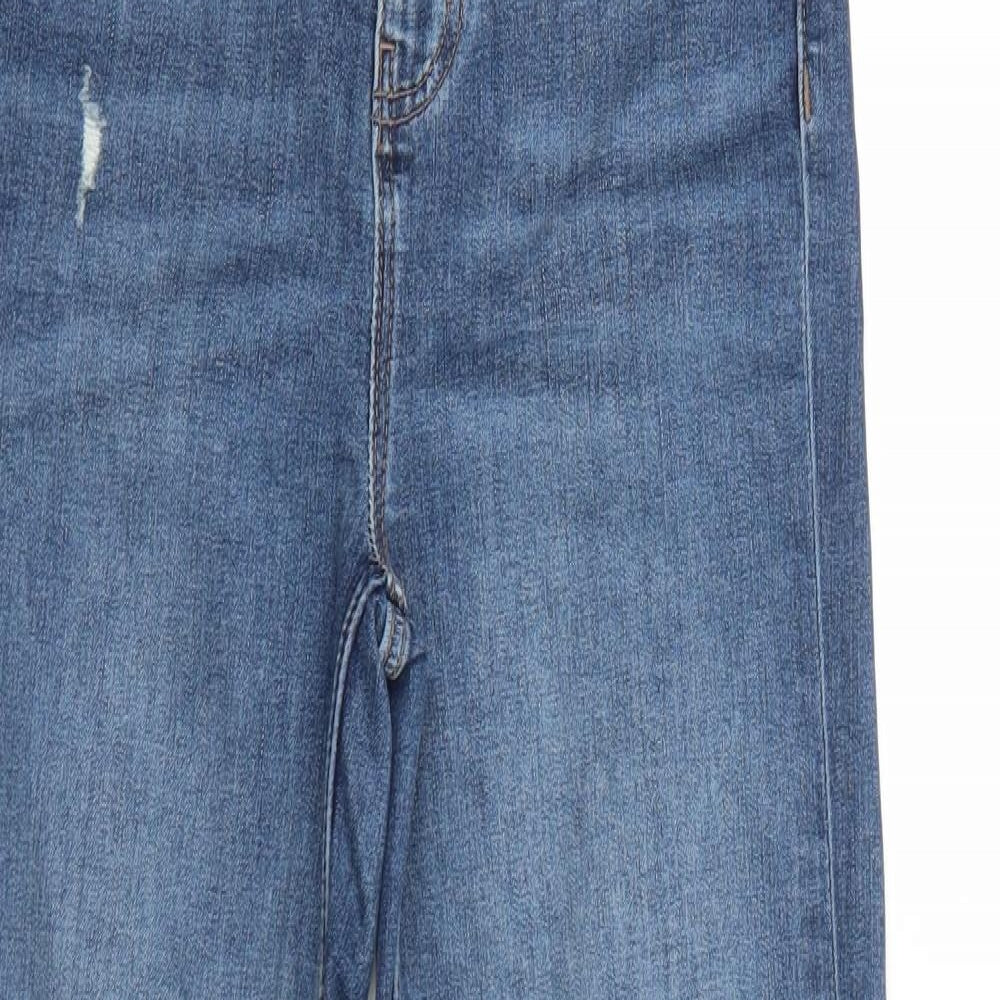 Marks and Spencer Womens Blue Cotton Straight Jeans Size 8 Regular Zip