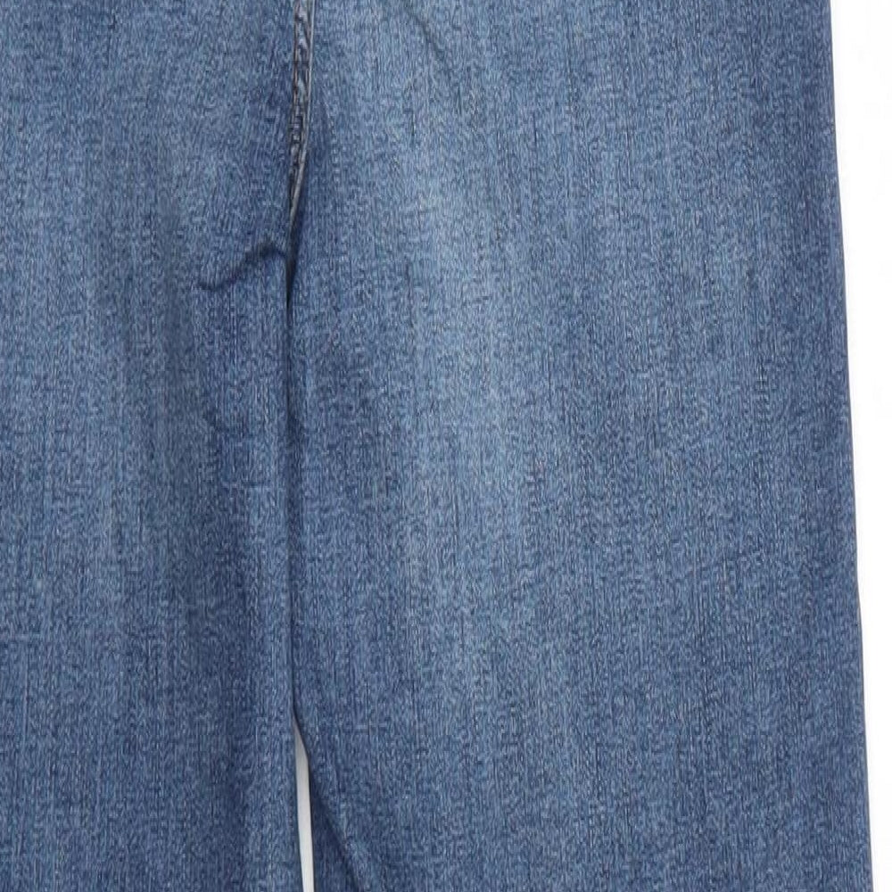 Marks and Spencer Womens Blue Cotton Straight Jeans Size 8 Regular Zip