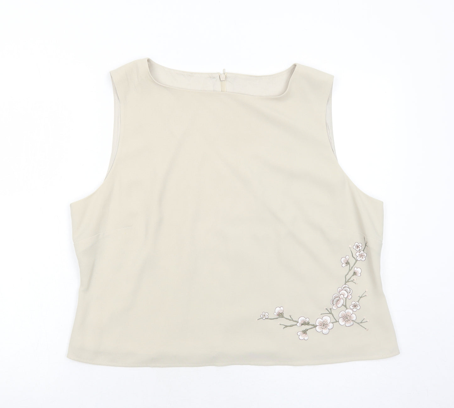 Debenhams Womens Beige Polyester Basic Tank Size 20 Square Neck - Flower
