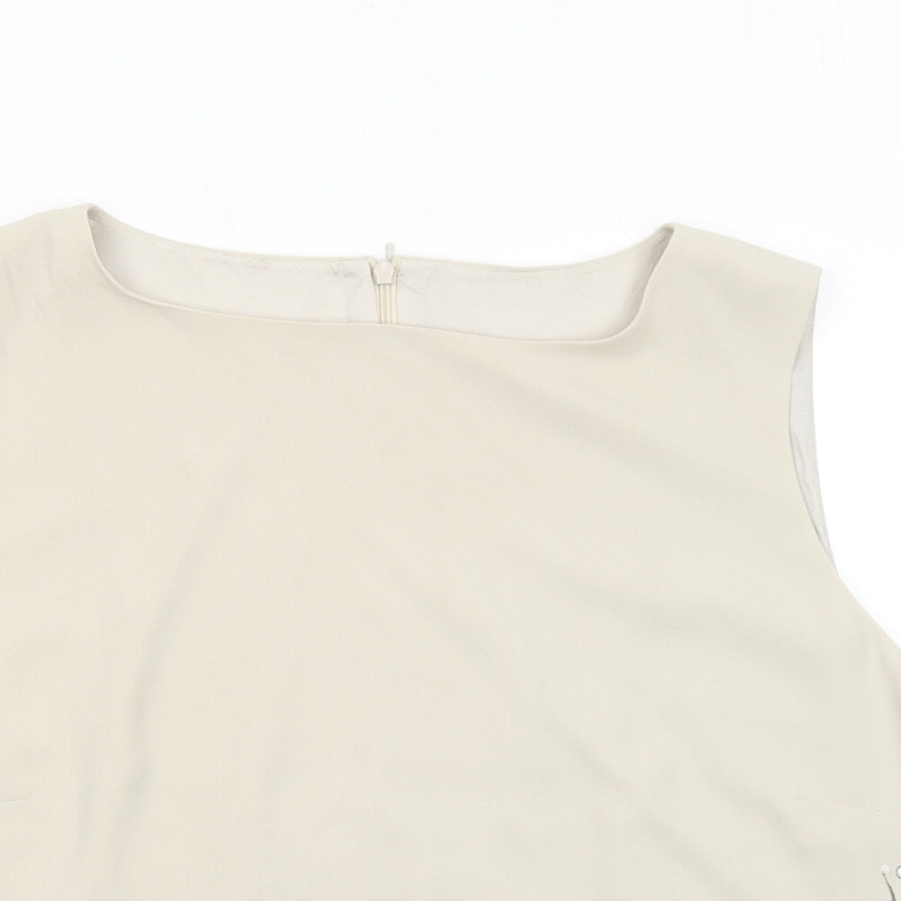 Debenhams Womens Beige Polyester Basic Tank Size 20 Square Neck - Flower
