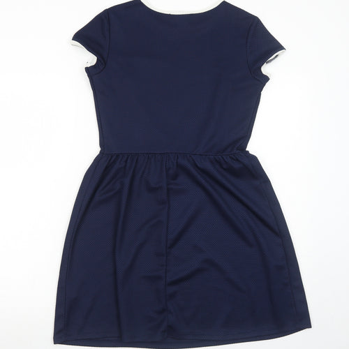 Dorothy Perkins Womens Blue Polyester T-Shirt Dress Size 10 Round Neck Pullover
