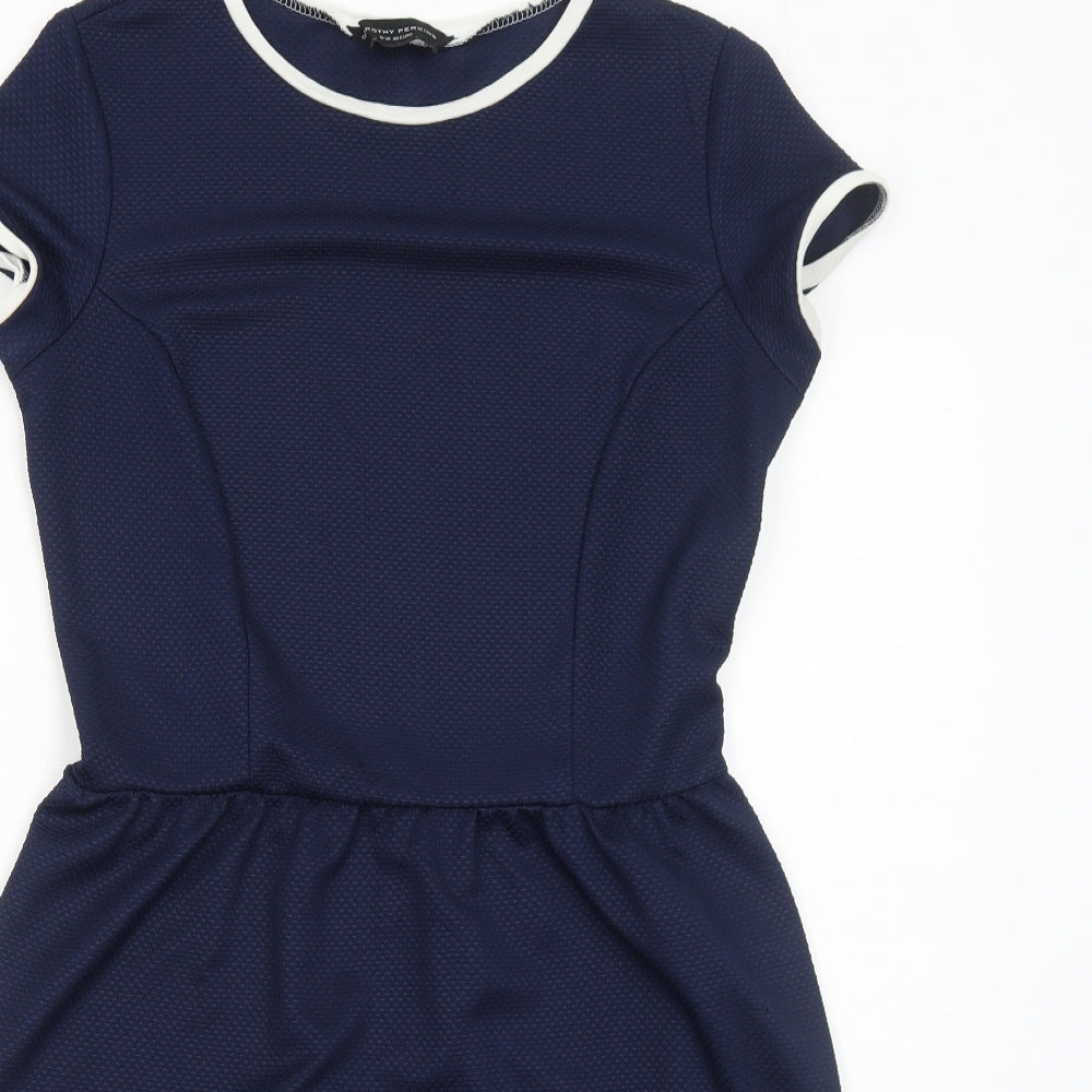 Dorothy Perkins Womens Blue Polyester T-Shirt Dress Size 10 Round Neck Pullover
