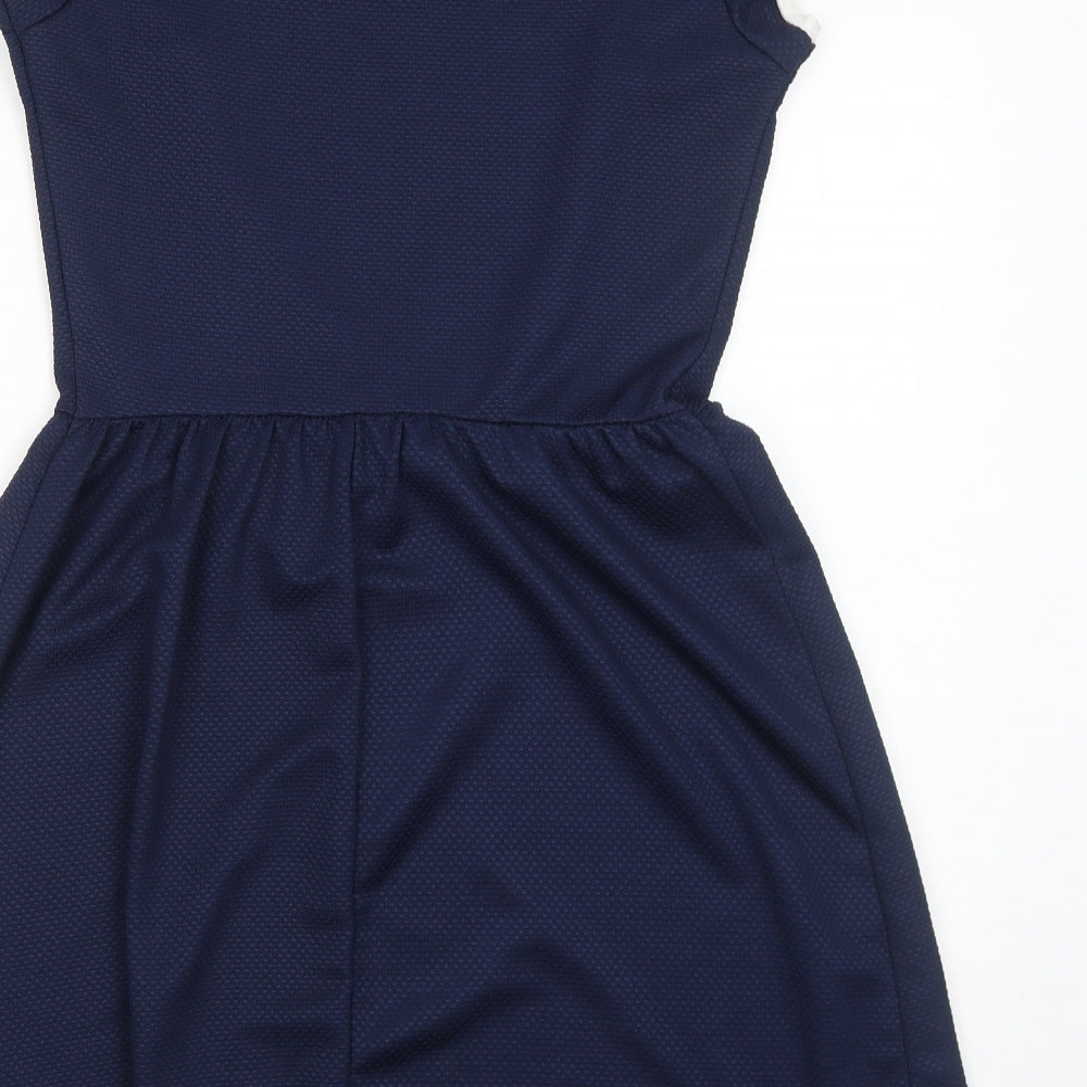 Dorothy Perkins Womens Blue Polyester T-Shirt Dress Size 10 Round Neck Pullover