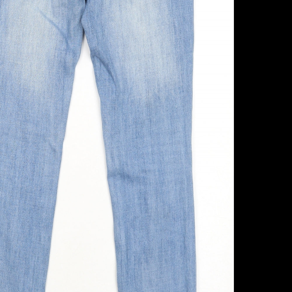 NEXT Womens Blue Cotton Skinny Jeans Size 8 Relaxed Zip