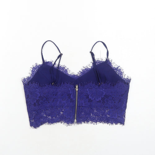 Missguided Womens Blue Polyester Basic Tank Size 8 V-Neck