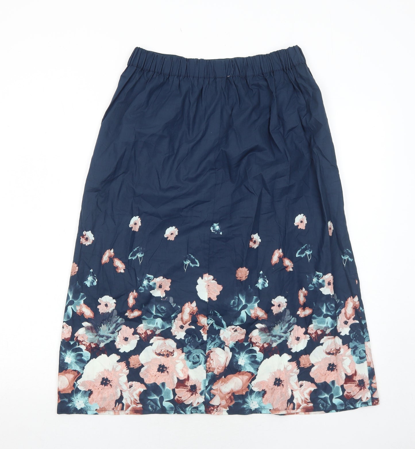 Mudo Collection Womens Blue Floral Cotton Swing Skirt Size 8