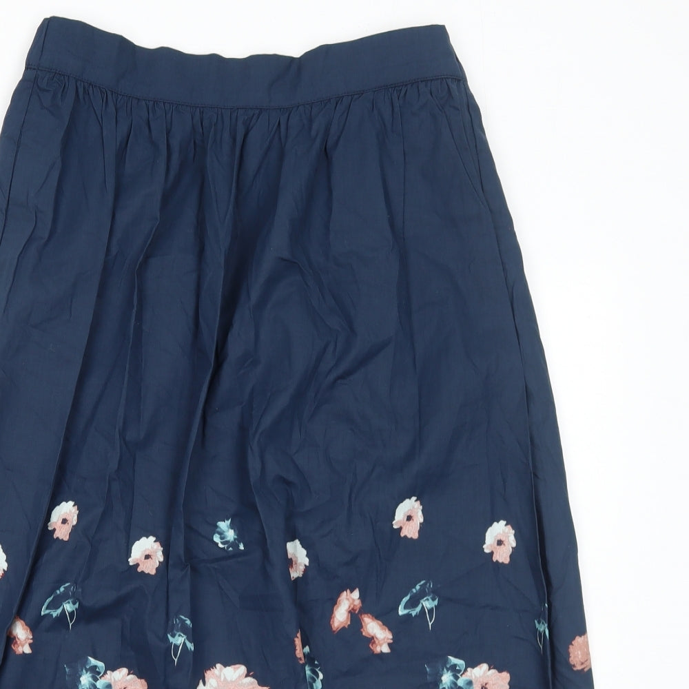 Mudo Collection Womens Blue Floral Cotton Swing Skirt Size 8