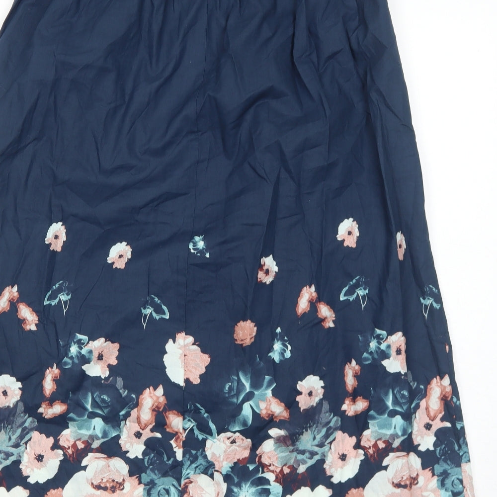 Mudo Collection Womens Blue Floral Cotton Swing Skirt Size 8